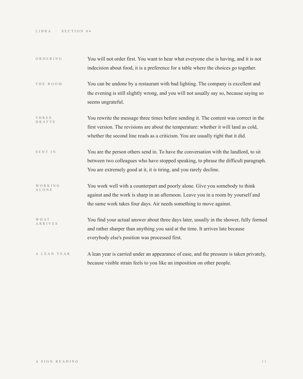 The Libra Reading